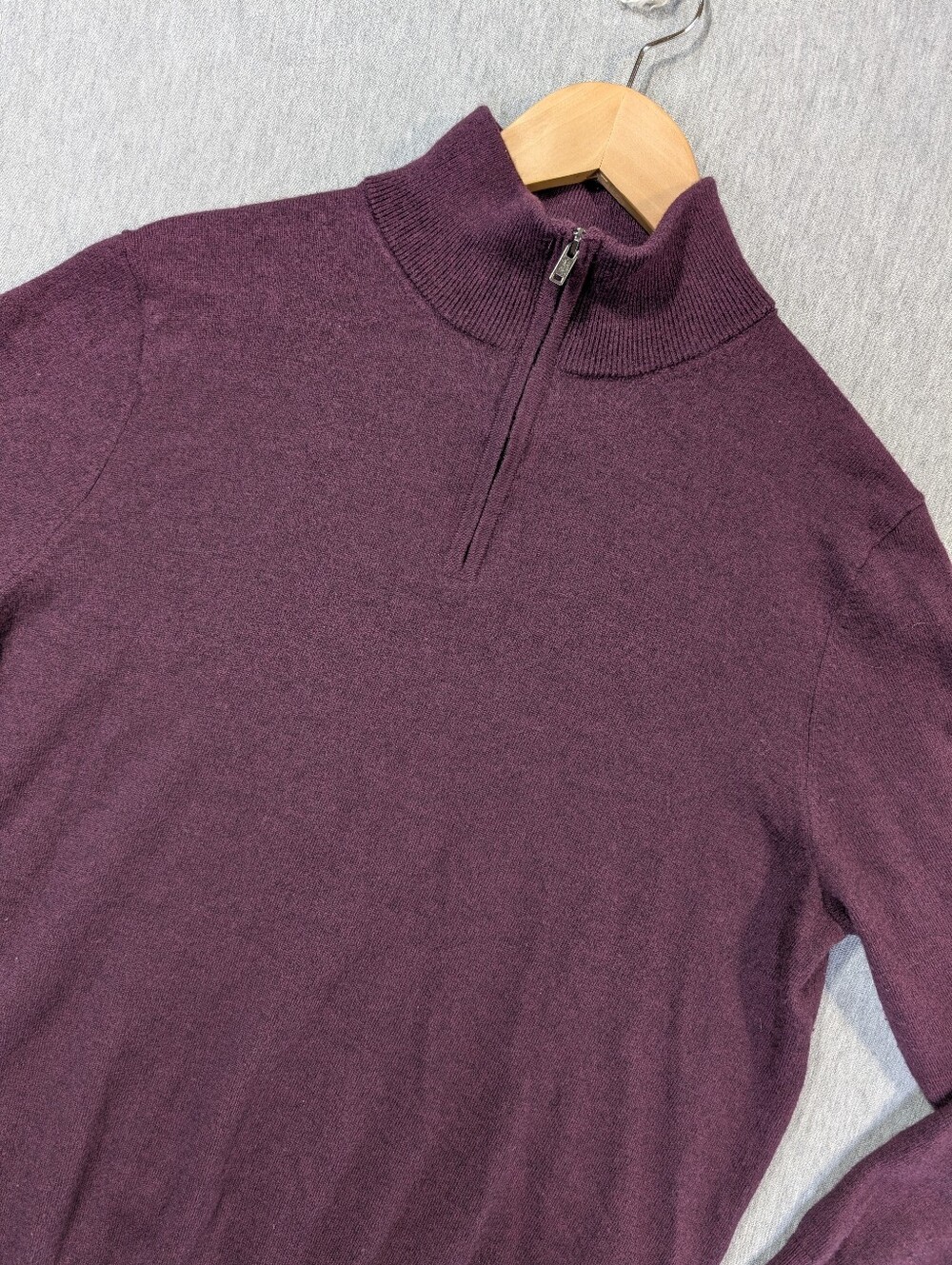 Mark Law 100% Extra Fine Merino Wool Sweater Men's Large Maroon 1/4 Zip